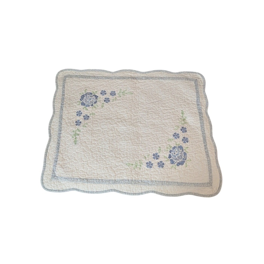 Martha Stewart Collection Embroidered Pillow Shams Set Floral Quilted Scalloped